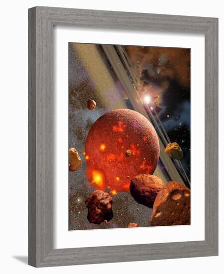 The Primordial Earth Being Formed by Asteroid-Like Bodies-Stocktrek Images-Framed Photographic Print
