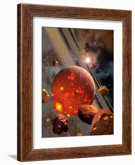 The Primordial Earth Being Formed by Asteroid-Like Bodies-Stocktrek Images-Framed Photographic Print