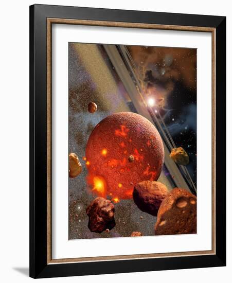 The Primordial Earth Being Formed by Asteroid-Like Bodies-Stocktrek Images-Framed Photographic Print