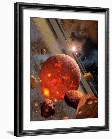 The Primordial Earth Being Formed by Asteroid-Like Bodies-Stocktrek Images-Framed Photographic Print