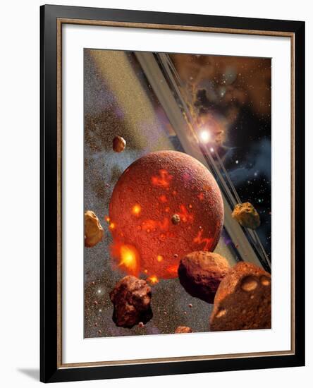 The Primordial Earth Being Formed by Asteroid-Like Bodies-Stocktrek Images-Framed Photographic Print