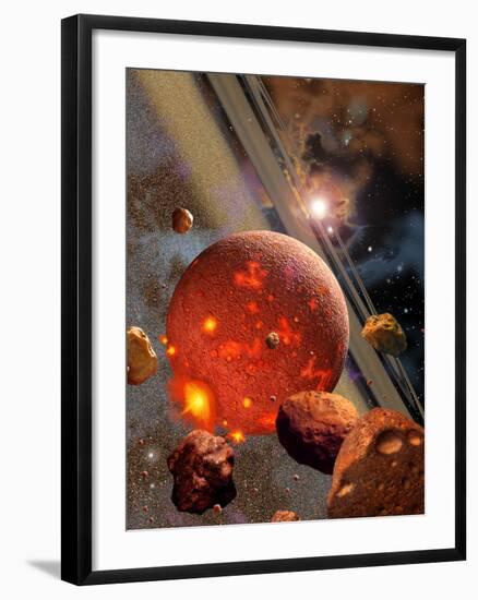 The Primordial Earth Being Formed by Asteroid-Like Bodies-Stocktrek Images-Framed Photographic Print