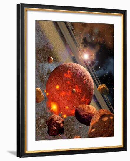 The Primordial Earth Being Formed by Asteroid-Like Bodies-Stocktrek Images-Framed Photographic Print