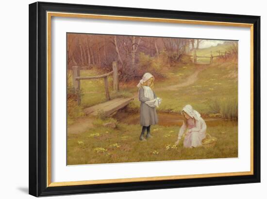 The Primrose Gatherers (W/C)-Charles Edward Wilson-Framed Giclee Print