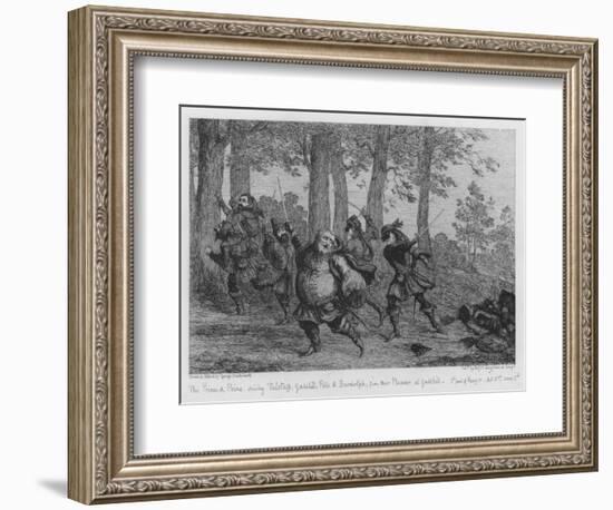 The Prince and Poins Driving Falstaff, Gadshill, Peto and Bardolph, from their Plunder at Gadshill-George Cruikshank-Framed Giclee Print