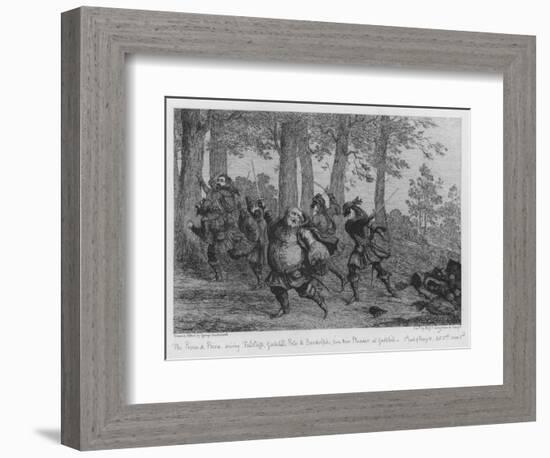 The Prince and Poins Driving Falstaff, Gadshill, Peto and Bardolph, from their Plunder at Gadshill-George Cruikshank-Framed Giclee Print