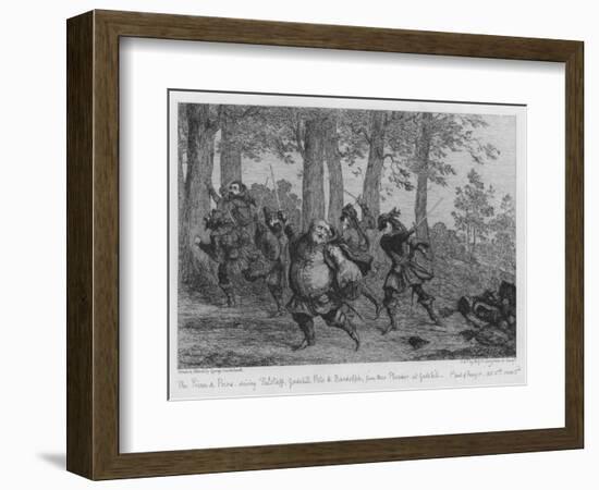 The Prince and Poins Driving Falstaff, Gadshill, Peto and Bardolph, from their Plunder at Gadshill-George Cruikshank-Framed Giclee Print