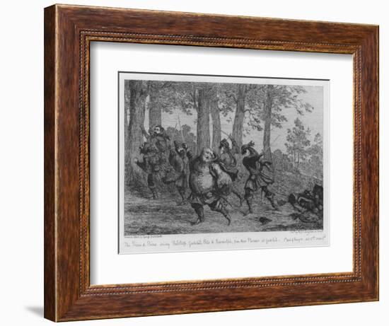 The Prince and Poins Driving Falstaff, Gadshill, Peto and Bardolph, from their Plunder at Gadshill-George Cruikshank-Framed Giclee Print