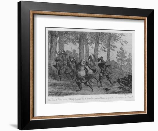The Prince and Poins Driving Falstaff, Gadshill, Peto and Bardolph, from their Plunder at Gadshill-George Cruikshank-Framed Giclee Print