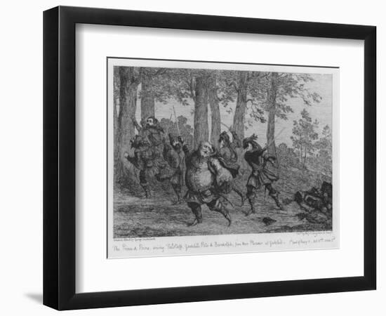 The Prince and Poins Driving Falstaff, Gadshill, Peto and Bardolph, from their Plunder at Gadshill-George Cruikshank-Framed Giclee Print