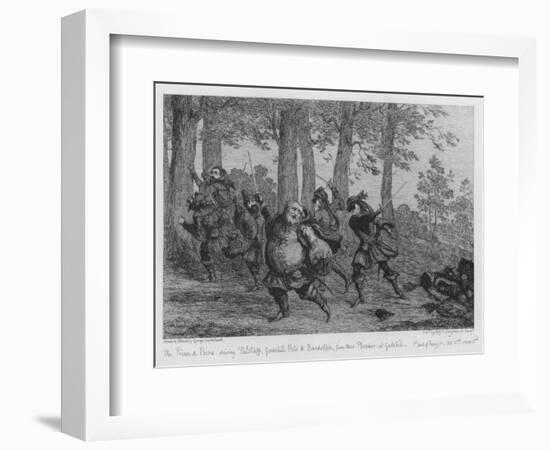 The Prince and Poins Driving Falstaff, Gadshill, Peto and Bardolph, from their Plunder at Gadshill-George Cruikshank-Framed Giclee Print