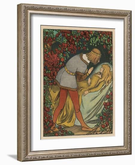 The Prince Kisses the Princess and She Awakens-Willy Planck-Framed Art Print