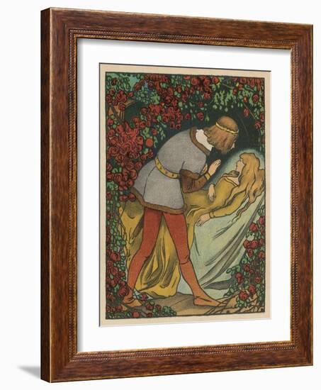 The Prince Kisses the Princess and She Awakens-Willy Planck-Framed Art Print