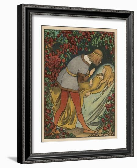 The Prince Kisses the Princess and She Awakens-Willy Planck-Framed Art Print