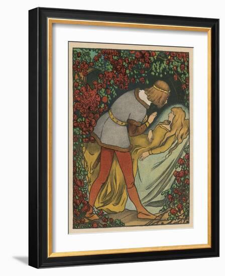 The Prince Kisses the Princess and She Awakens-Willy Planck-Framed Art Print