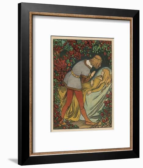 The Prince Kisses the Princess and She Awakens-Willy Planck-Framed Art Print