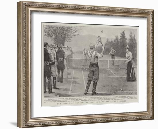 The Prince of Montenegro Playing Lawn Tennis at Cettinje-Arthur Hopkins-Framed Giclee Print