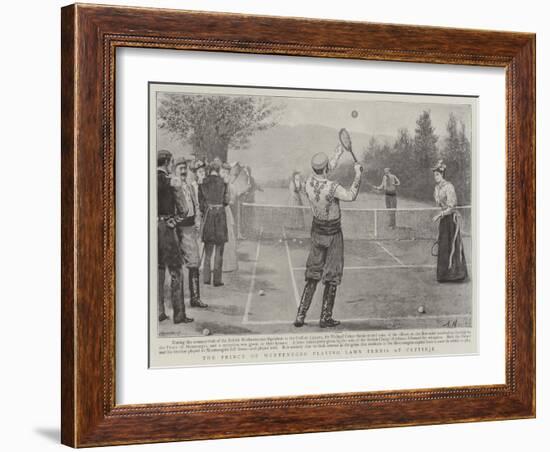 The Prince of Montenegro Playing Lawn Tennis at Cettinje-Arthur Hopkins-Framed Giclee Print