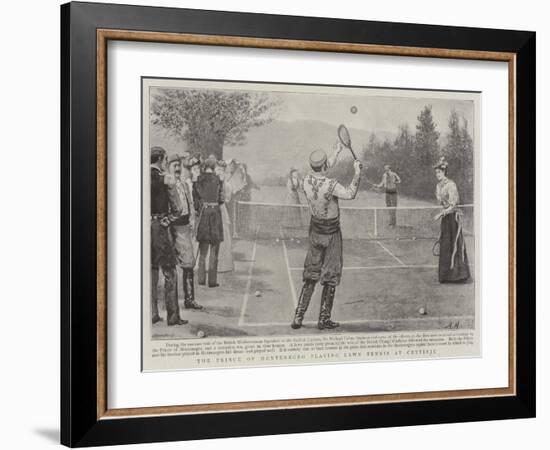 The Prince of Montenegro Playing Lawn Tennis at Cettinje-Arthur Hopkins-Framed Giclee Print