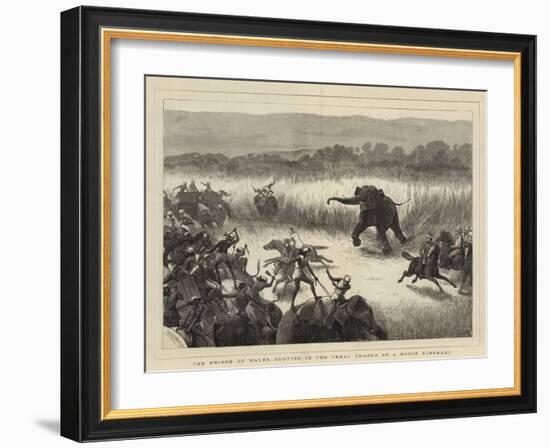 The Prince of Wales Hunting in the Terai, Charge of a Rogue Elephant-Samuel Edmund Waller-Framed Giclee Print