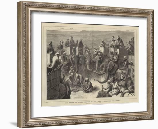 The Prince of Wales Hunting in the Terai, Measuring the Tiger-Samuel Edmund Waller-Framed Giclee Print