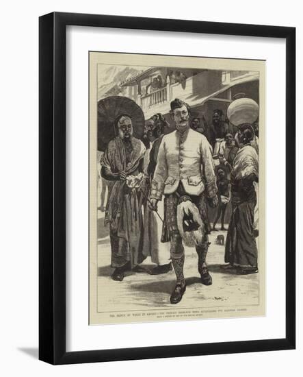 The Prince of Wales in Ceylon, the Prince's Highland Piper Astonishing the Kandyan Natives-William Small-Framed Giclee Print
