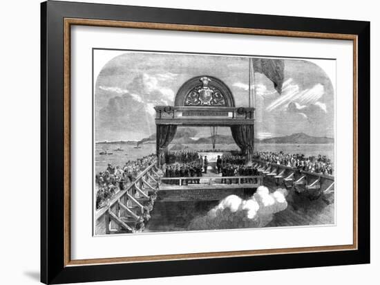 The Prince of Wales Laying the Last Stone of the Victoria Bridge over the St Lawrence River, 1860-George Henry Andrews-Framed Giclee Print