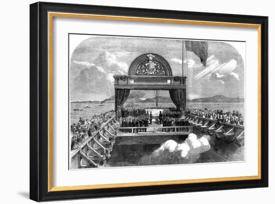 The Prince of Wales Laying the Last Stone of the Victoria Bridge over the St Lawrence River, 1860-George Henry Andrews-Framed Giclee Print