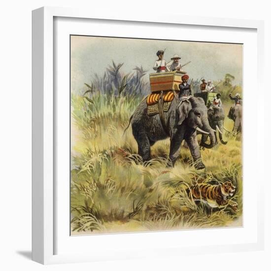 The Prince of Wales Tiger Hunting in India-Henry Payne-Framed Giclee Print