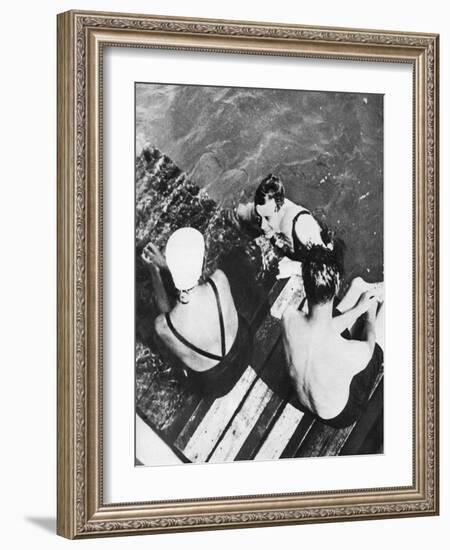 The Prince of Wales with Friends on a Raft, the Riviera, C1930S-null-Framed Giclee Print