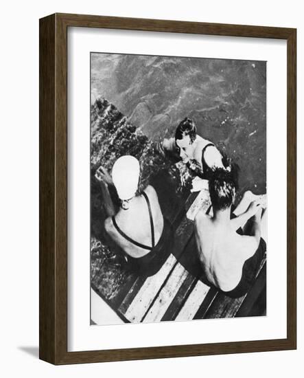 The Prince of Wales with Friends on a Raft, the Riviera, C1930S-null-Framed Giclee Print