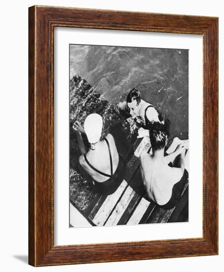 The Prince of Wales with Friends on a Raft, the Riviera, C1930S-null-Framed Giclee Print