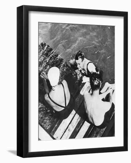 The Prince of Wales with Friends on a Raft, the Riviera, C1930S-null-Framed Giclee Print