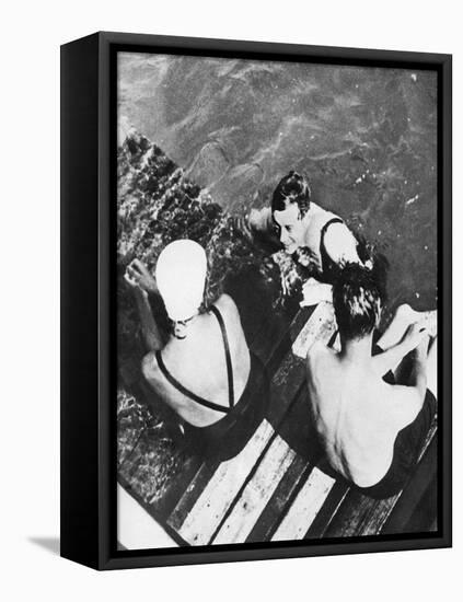 The Prince of Wales with Friends on a Raft, the Riviera, C1930S-null-Framed Premier Image Canvas