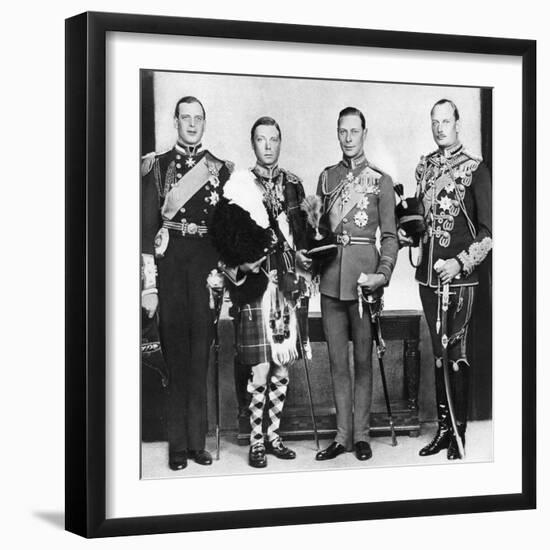 The Prince of Wales with His Brothers, C1930s-null-Framed Giclee Print