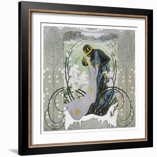 The Prince Wakes Sleeping Beauty from Her Sleep with a Kiss-Heinrich Lefler-Framed Photographic Print