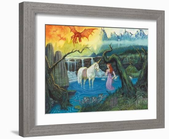 The Princess and Her Unicorn-Ben Otero-Framed Giclee Print