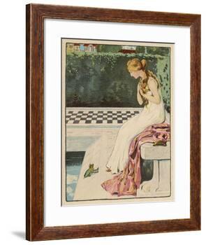 The Princess Discovers a Frog at Her Feet: Curiously He Too is Wearing a Crown-Willy Planck-Framed Giclee Print