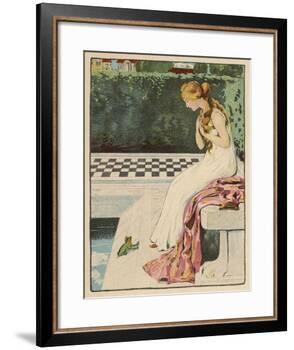 The Princess Discovers a Frog at Her Feet: Curiously He Too is Wearing a Crown-Willy Planck-Framed Giclee Print