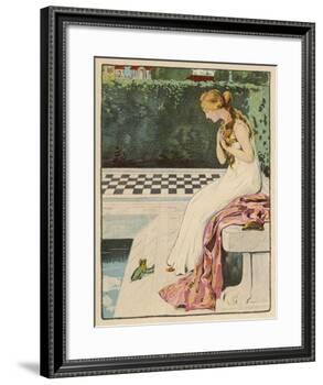 The Princess Discovers a Frog at Her Feet: Curiously He Too is Wearing a Crown-Willy Planck-Framed Giclee Print