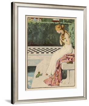The Princess Discovers a Frog at Her Feet: Curiously He Too is Wearing a Crown-Willy Planck-Framed Giclee Print