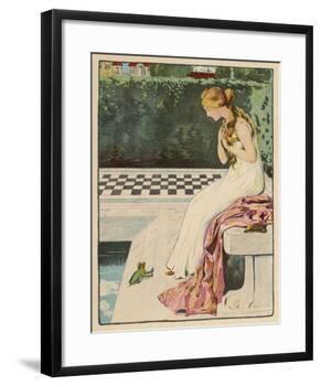 The Princess Discovers a Frog at Her Feet: Curiously He Too is Wearing a Crown-Willy Planck-Framed Giclee Print