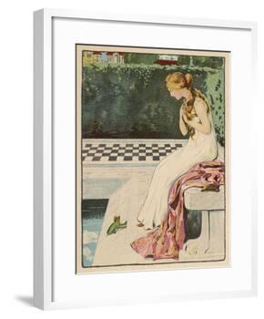 The Princess Discovers a Frog at Her Feet: Curiously He Too is Wearing a Crown-Willy Planck-Framed Giclee Print