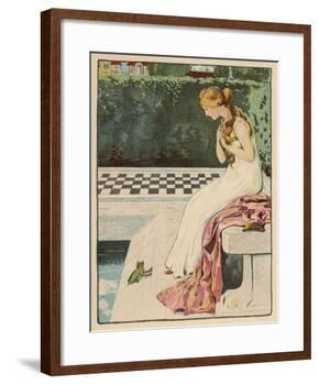 The Princess Discovers a Frog at Her Feet: Curiously He Too is Wearing a Crown-Willy Planck-Framed Giclee Print