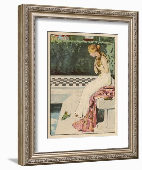 The Princess Discovers a Frog at Her Feet: Curiously He Too is Wearing a Crown-Willy Planck-Framed Art Print