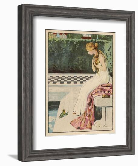 The Princess Discovers a Frog at Her Feet: Curiously He Too is Wearing a Crown-Willy Planck-Framed Art Print