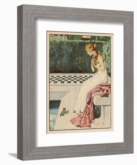 The Princess Discovers a Frog at Her Feet: Curiously He Too is Wearing a Crown-Willy Planck-Framed Art Print