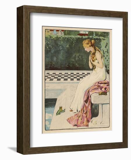 The Princess Discovers a Frog at Her Feet: Curiously He Too is Wearing a Crown-Willy Planck-Framed Art Print