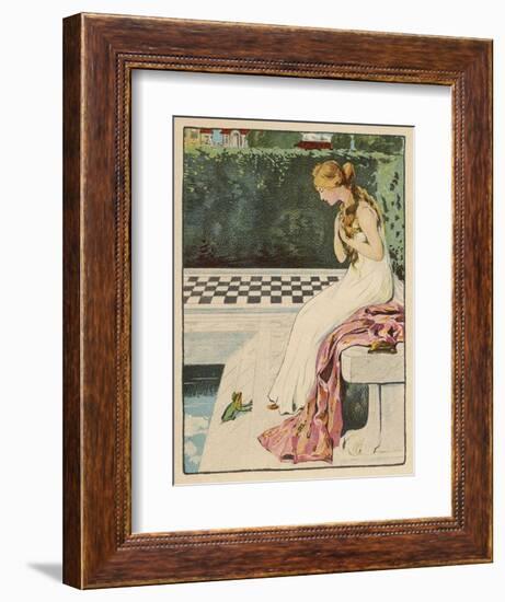 The Princess Discovers a Frog at Her Feet: Curiously He Too is Wearing a Crown-Willy Planck-Framed Art Print