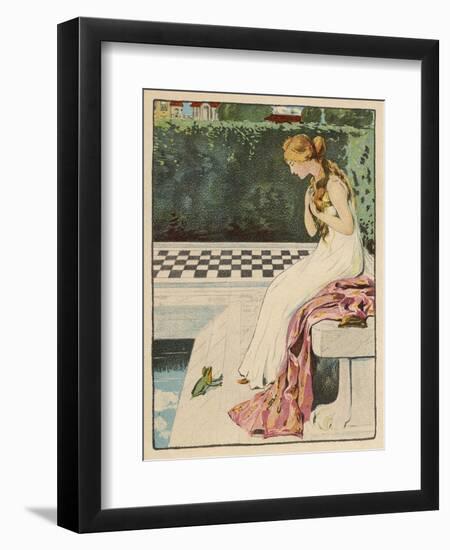 The Princess Discovers a Frog at Her Feet: Curiously He Too is Wearing a Crown-Willy Planck-Framed Art Print